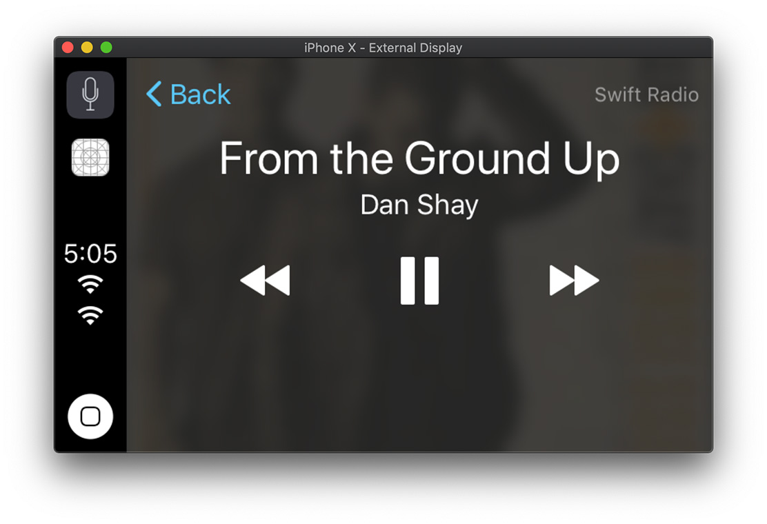 CarPlay now playing screen for SwiftRadio