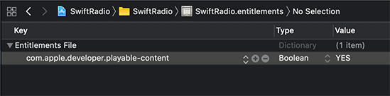 The generated entitlements file containing the playable content key