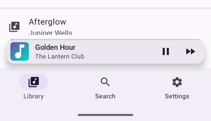 Floating compact style: a shorter 48 dp rounded card above the navigation bar