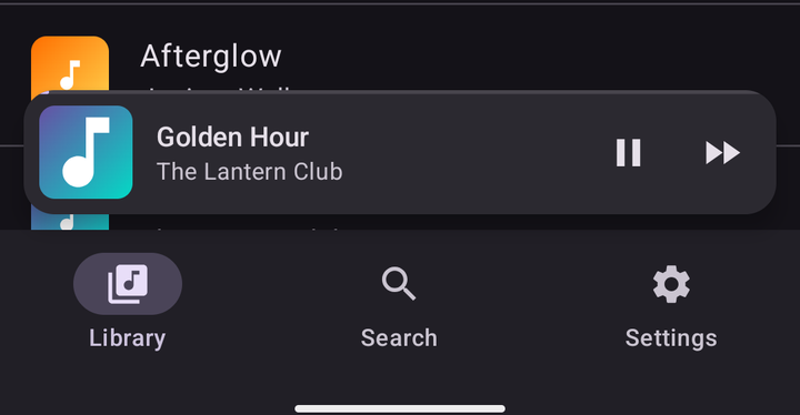 Floating style in dark mode: a 64 dp rounded card with side and bottom margins above the navigation bar
