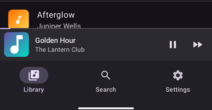 Prominent style in dark mode: a 64 dp edge-to-edge bar flush with the navigation bar